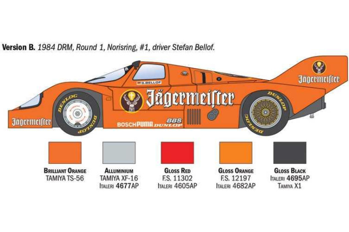 Model Kit auto 3678 - Porsche 956 Jagermeister (1:24)