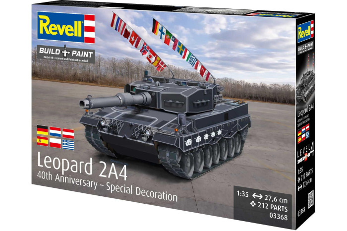 Plastic ModelKit tank 03368 - Leopard 2A4 - Special Decoration 40th Anniversary (1:35)