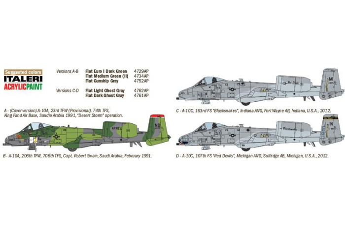 Model Kit letadlo 1376 - A-10 A/C THUNDERBOLT ll - GULF WAR(1:72)
