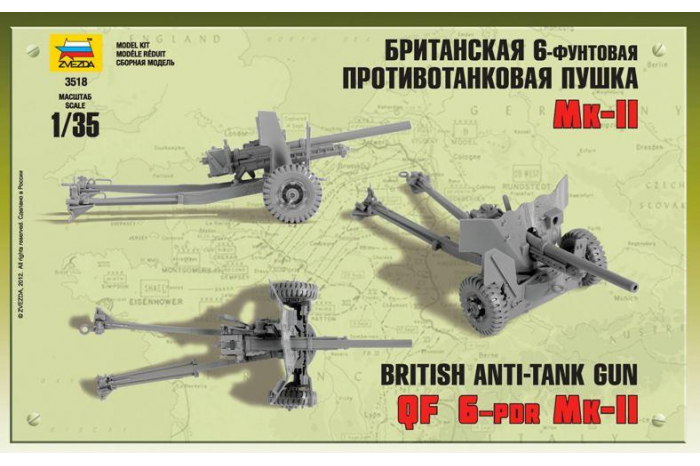 Model Kit military 3518 - British Anti-Tank Gun QF 6-PDR MK-II (1:35)