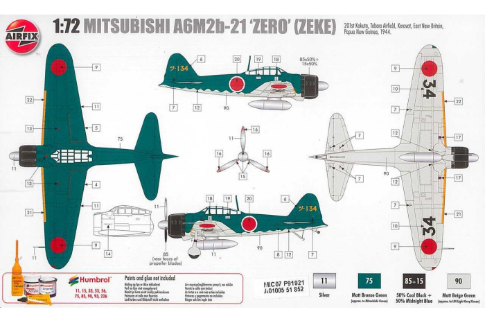 Classic Kit letadlo A01005 - Mitsubishi Zero A6M2b (1:72)