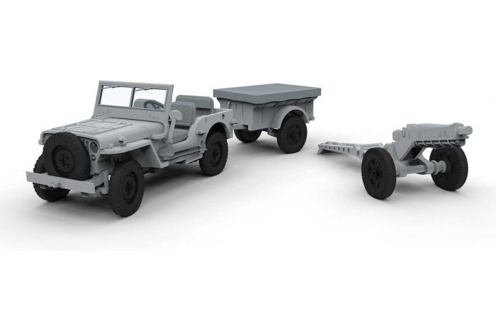 Classic Kit military A02339 - Willys Jeep, Trailer & 6PDR Gun (1:72)