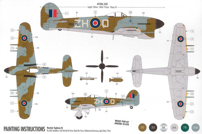 Starter Set letadlo A55208 - Hawker Typhoon Ib (1:72)