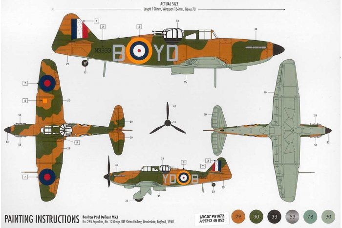 Starter Set letadlo A55213 - Starter Set Boulton Paul Defiant (1:72) - nová forma