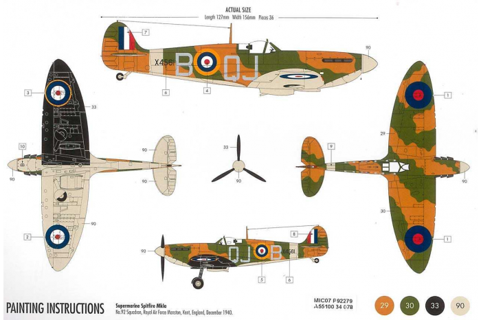 Starter Set letadlo A55100 - Supermarine Spitfire MK1a (1:72)